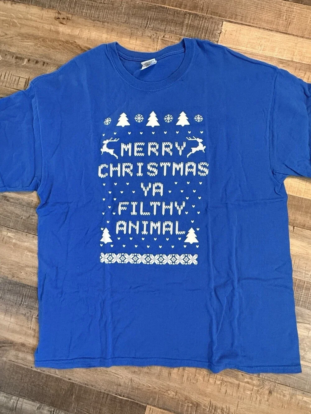 Merry Christmas Ya Filthy Animal Gildan‎ Heavyweight Shirt Sz XL